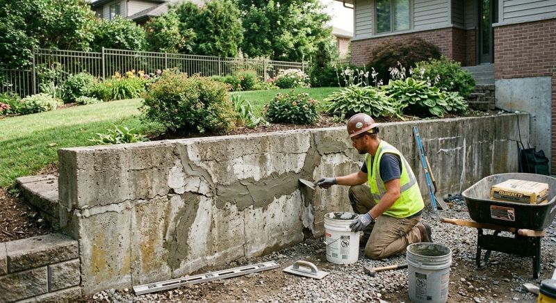 Brick Retaining Wall Repair in Lincoln, NE