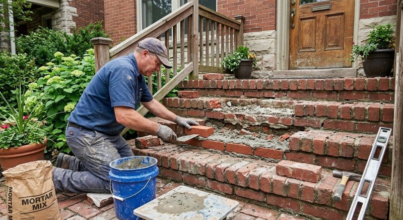 Brick Stoop Repair in Lincoln, NE