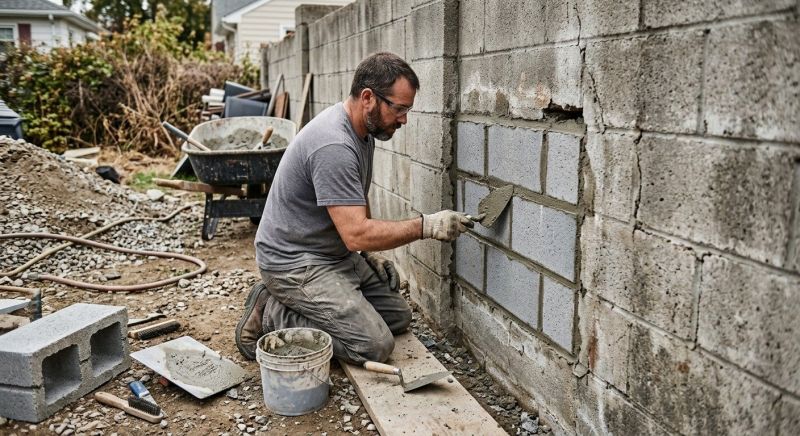 Cinder Block Wall Repair in Hickman, NE