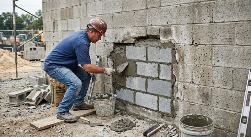 Cinder Block Wall Repair in Lincoln, NE