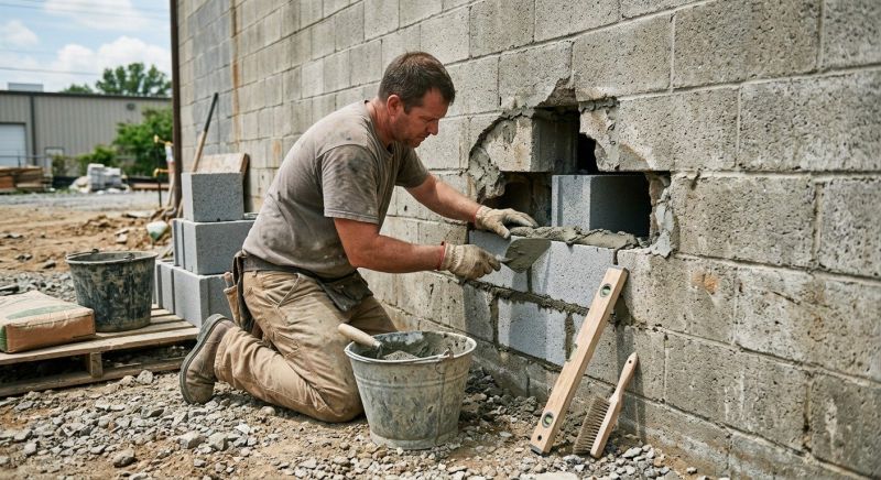Concrete Block Wall Repair in Lincoln, NE