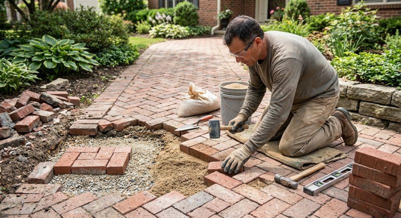 Entryway Brick Repair in Lincoln, NE